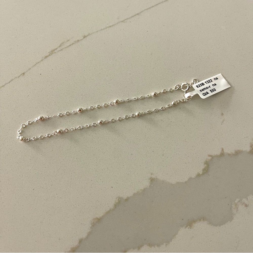 Elegant Sterling Silver 925 Ankle Bracelet 9” with 1” adjustment.